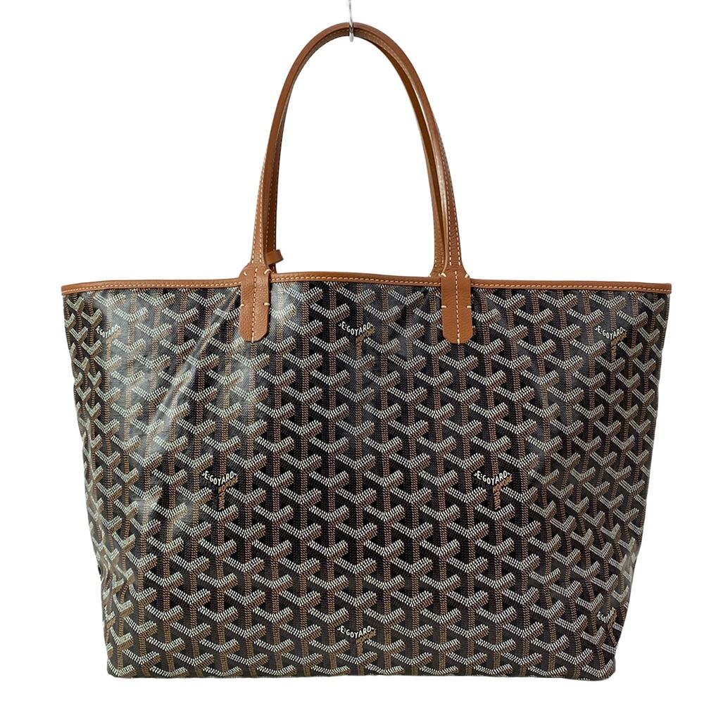 Goyard Saint Louis PM Tote Bag Brown White Dark Brown Coated Canvas Leather